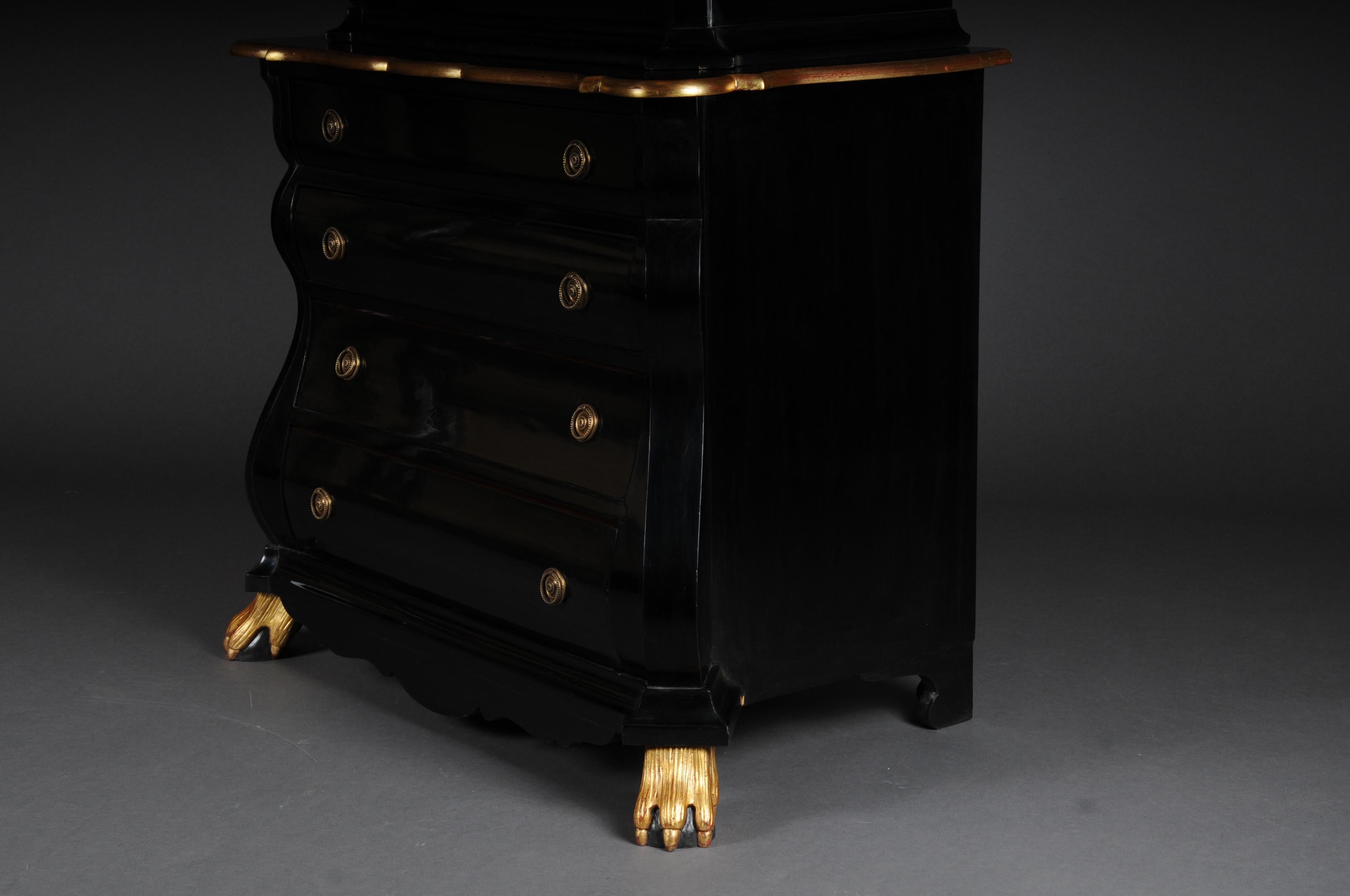 20th Century Baroque-Style Designer Display Cabinet, Black / Gold For Sale 7