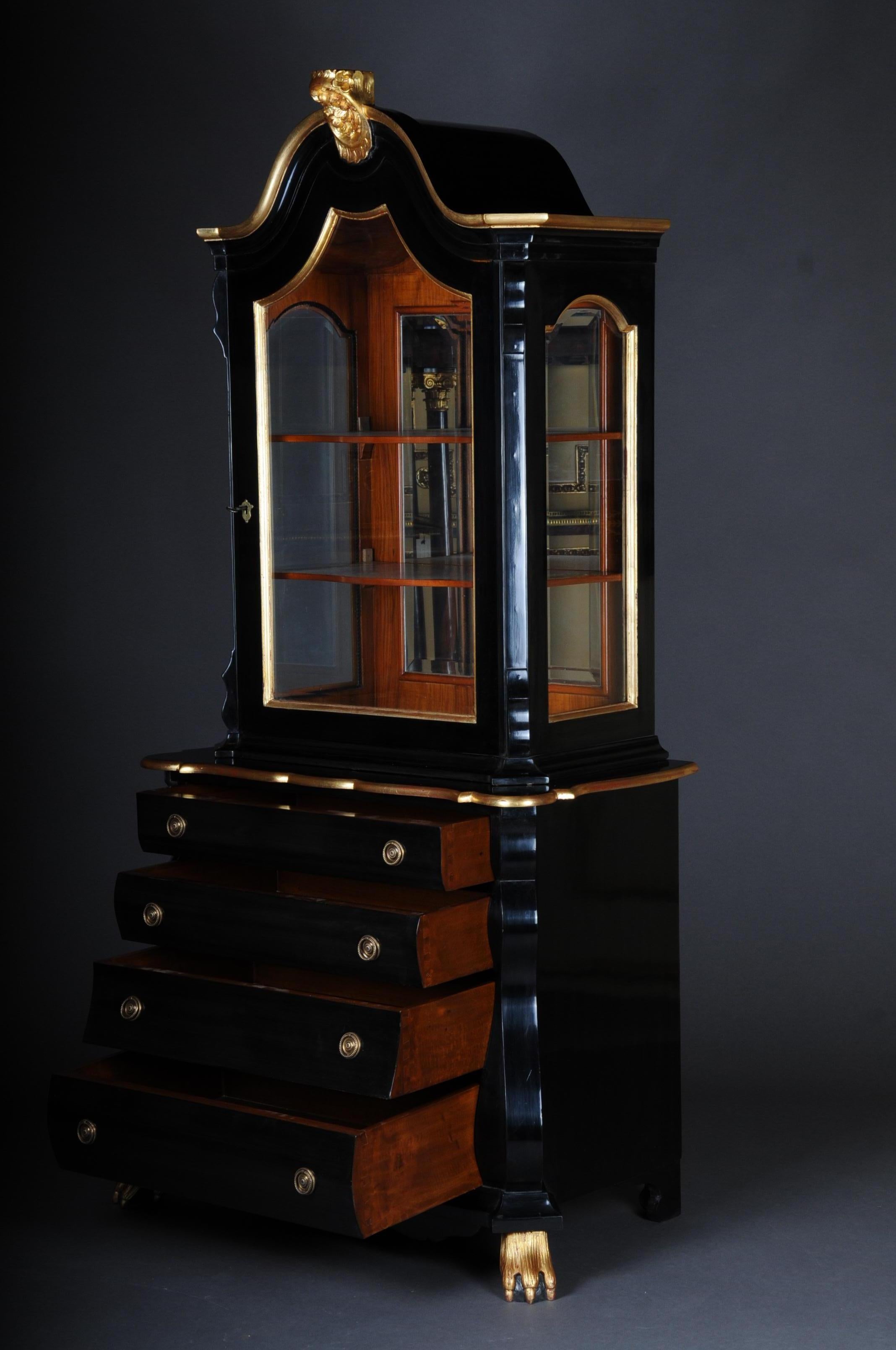Dutch 20th Century Baroque-Style Designer Display Cabinet, Black / Gold For Sale