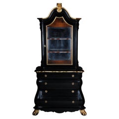 Vintage 20th Century Baroque-Style Designer Display Cabinet, Black / Gold
