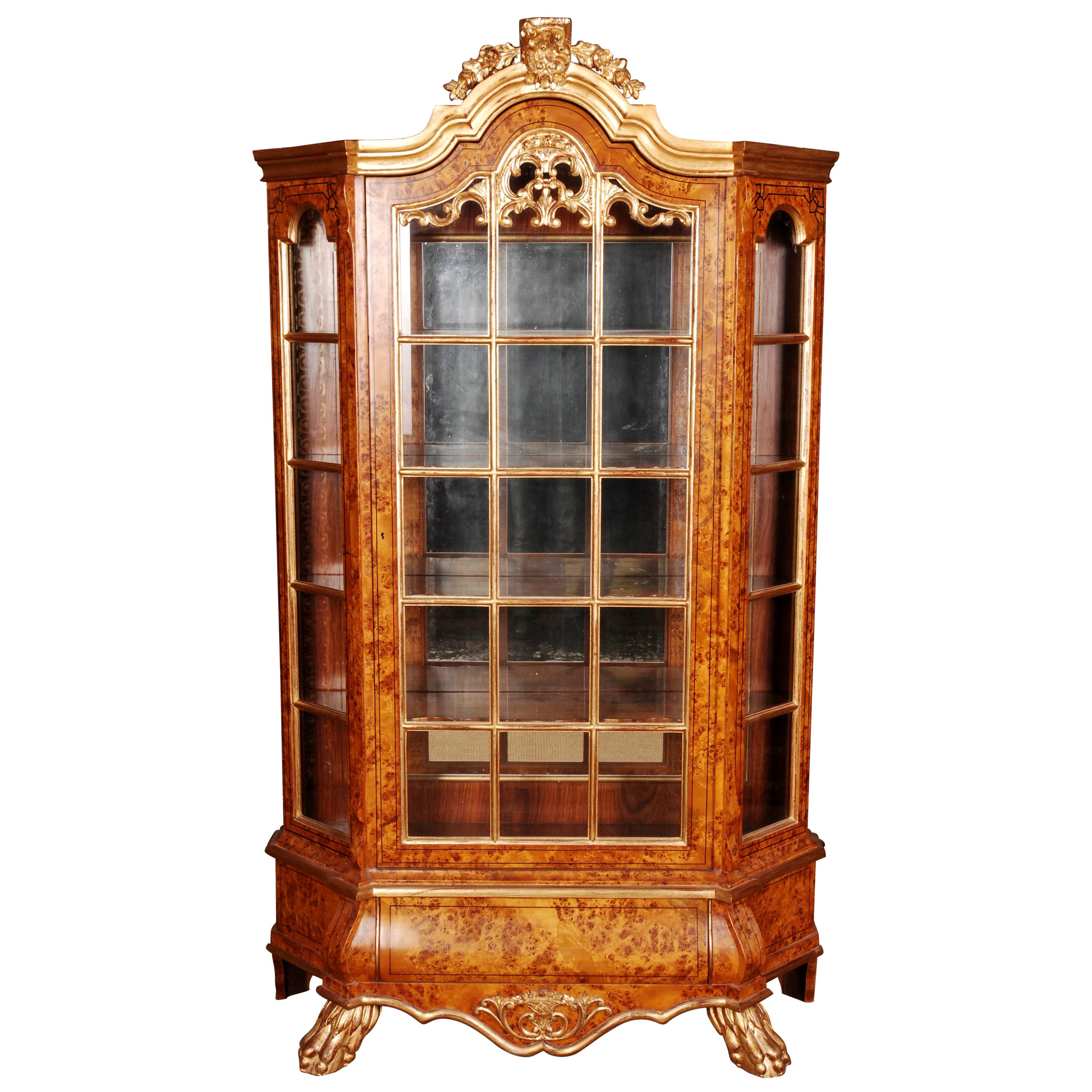 20th Century Baroque Style Dutch Vitrine Cupboard For Sale