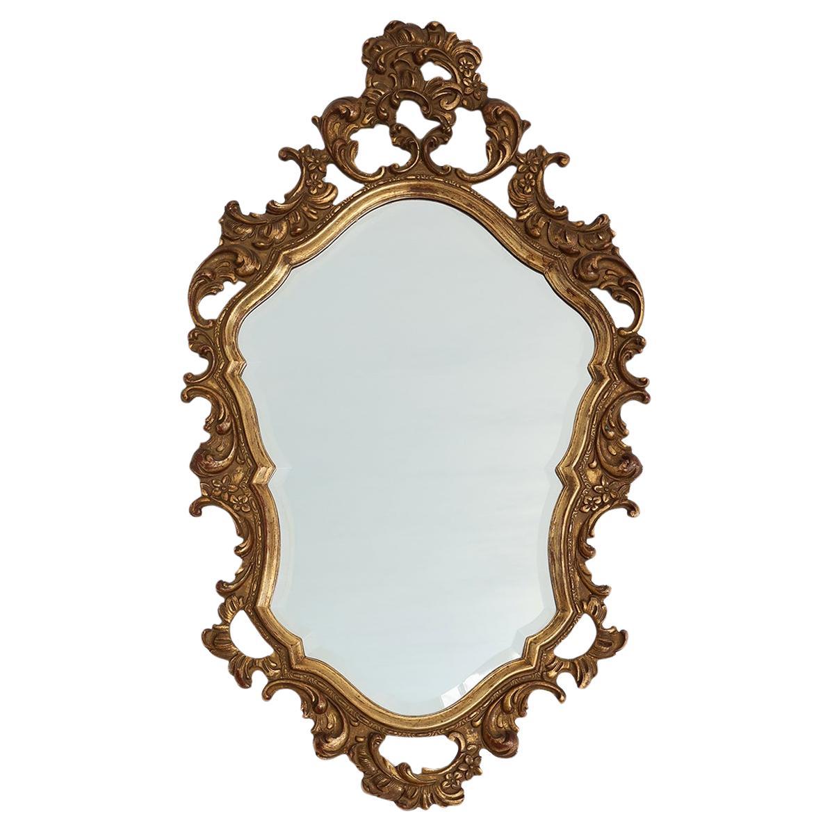 Specchio ovale dorato in resina e legno del XX secolo, Francia in vendita