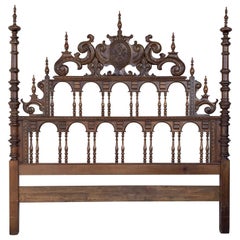 20th Century Baroque Style King Size Headboard in Carved Walnut