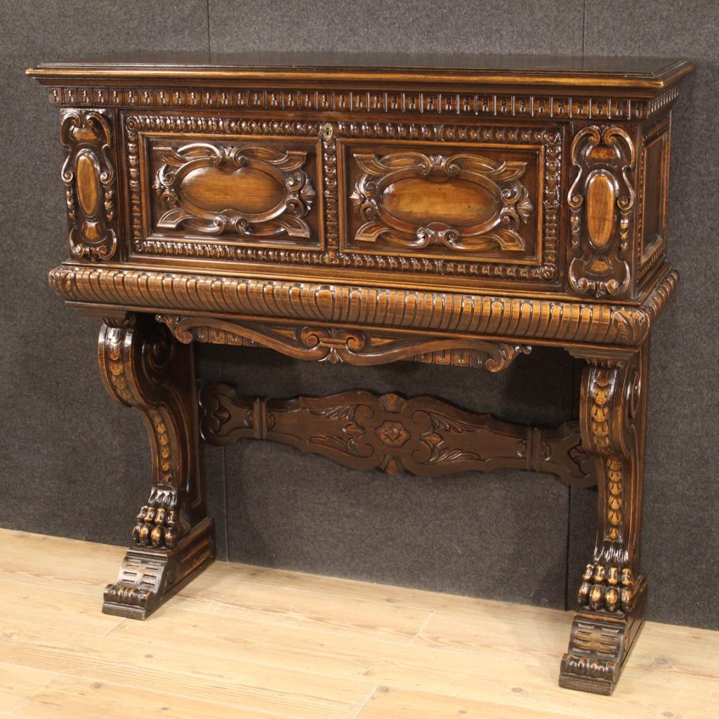 20th Century Baroque Style Oak Wood French Bar Cabinet, 1950 1
