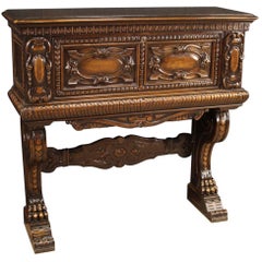 20th Century Baroque Style Oak Wood French Bar Cabinet, 1950