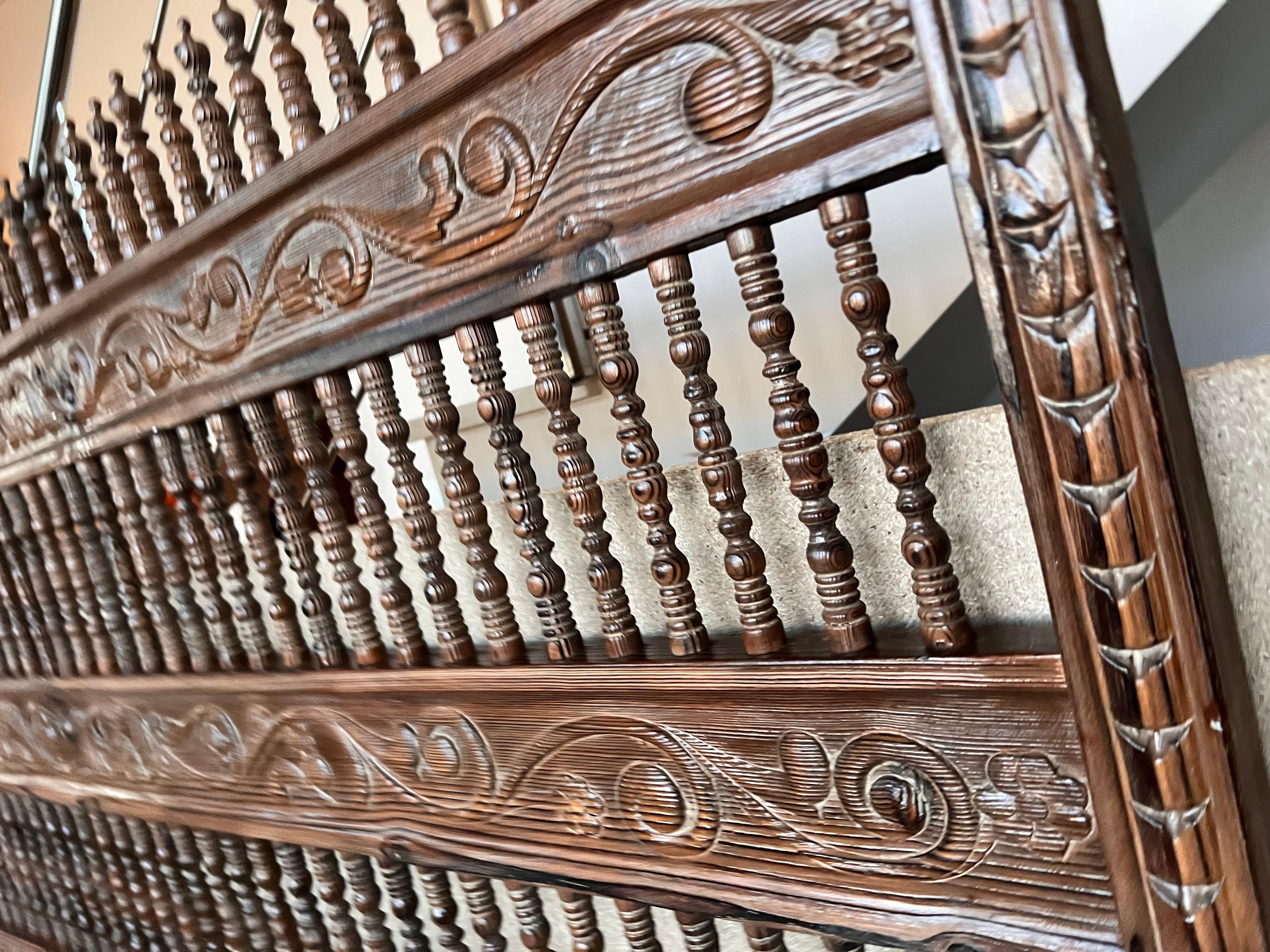 Baroque Revival 20th Century Baroque Style Queen Size Headboard in Carved Wood For Sale