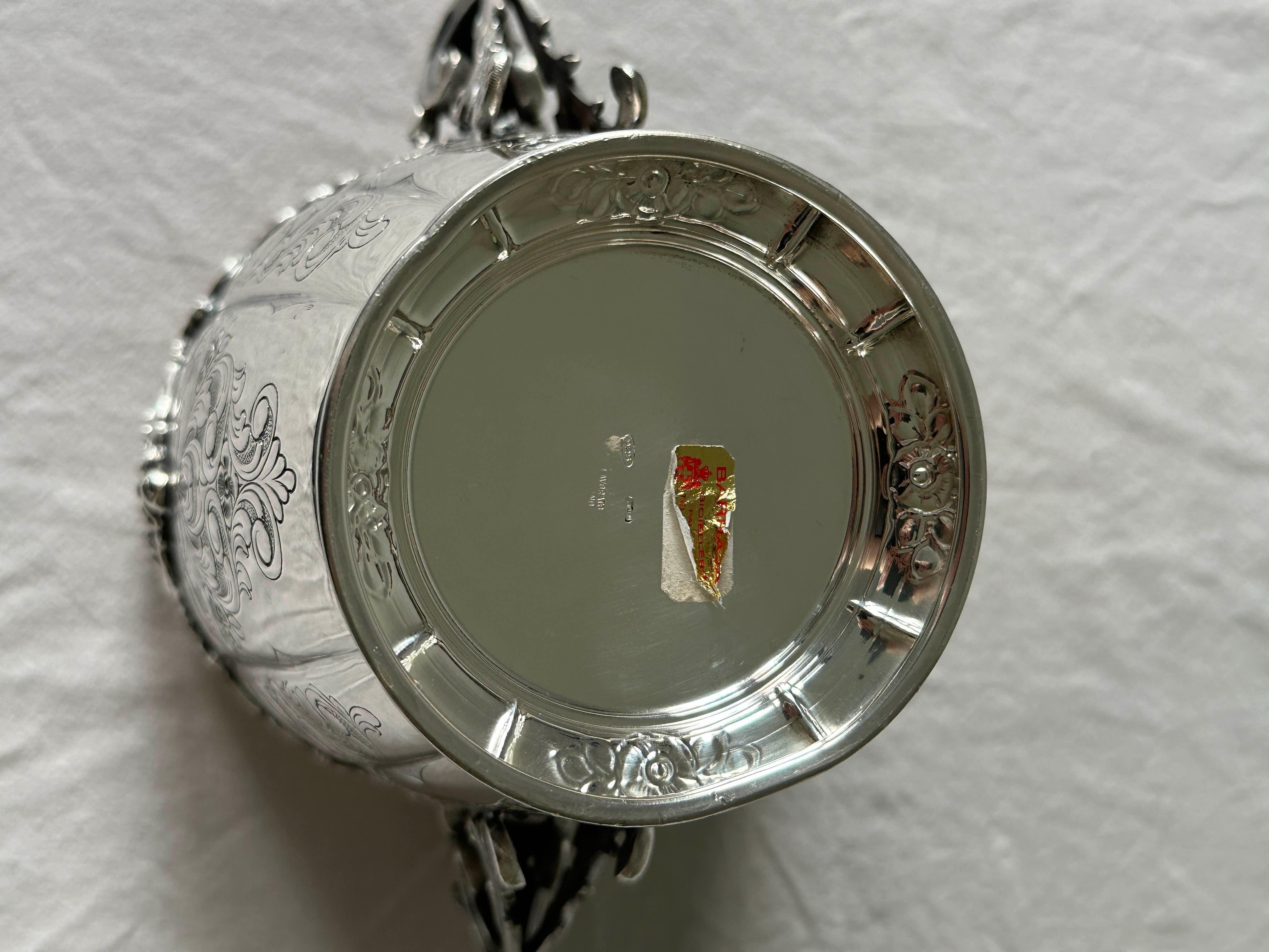 Milieu du XXe siècle Seau à glace en argent sterling de style baroque du 20e siècle par Ilario Pradella en vente