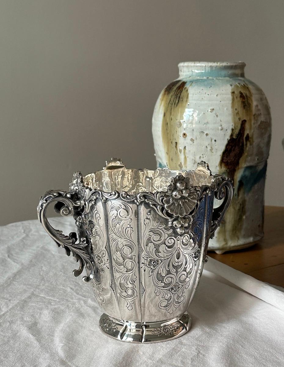 20th Century Baroque Style Sterling Silver Ice Bucket by Ilario Pradella For Sale 2