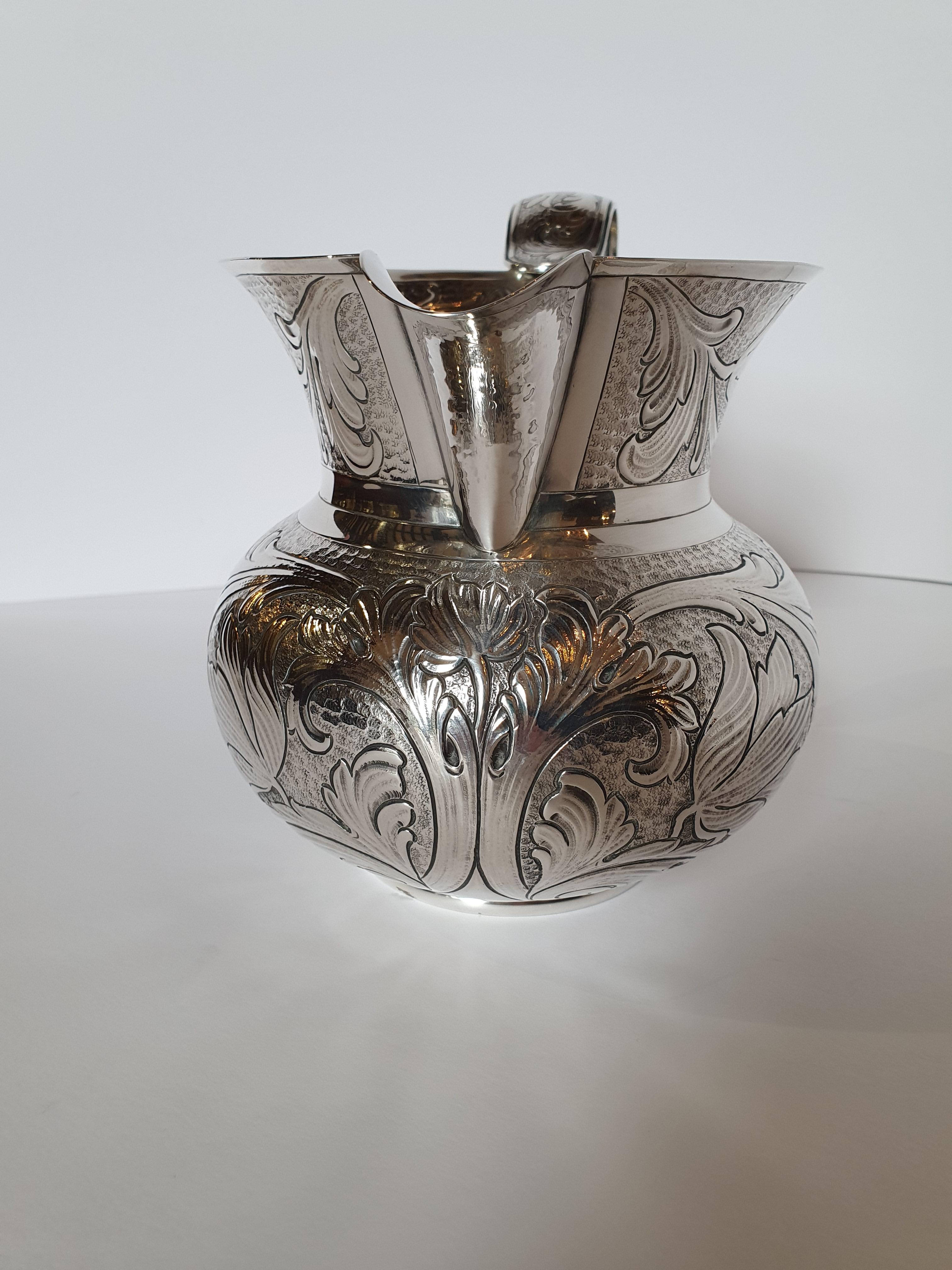 Late 20th Century 20th Century Baroque Style Sterling Silver Water Jug, Italy, 1985 For Sale