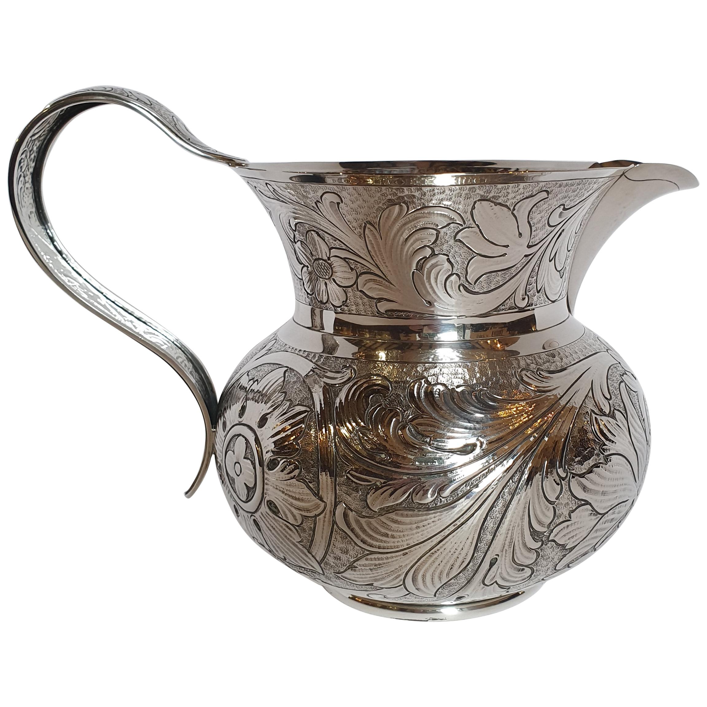 20th Century Baroque Style Sterling Silver Water Jug, Italy, 1985