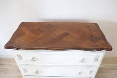 20th Century Baroque Style White Lacquered Wood Commode or Chest of Drawer