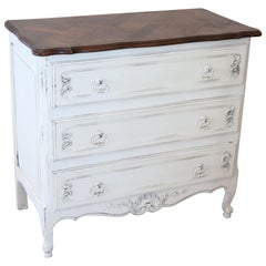 20th Century Baroque Style White Lacquered Wood Commode or Chest of Drawer