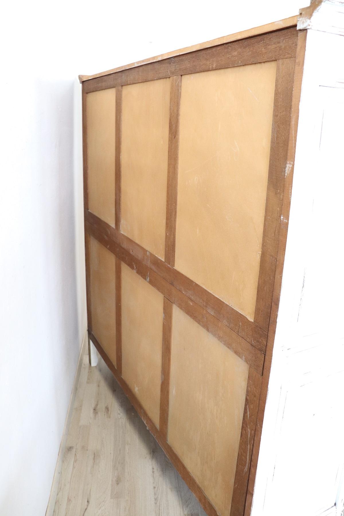 20th Century Baroque Style White Lacquered Wood Wardrobe or Armoire 2