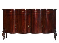 20th Century Baroque Venetian Credenza Mirrored Sideboard Walnut and Burl Walnut