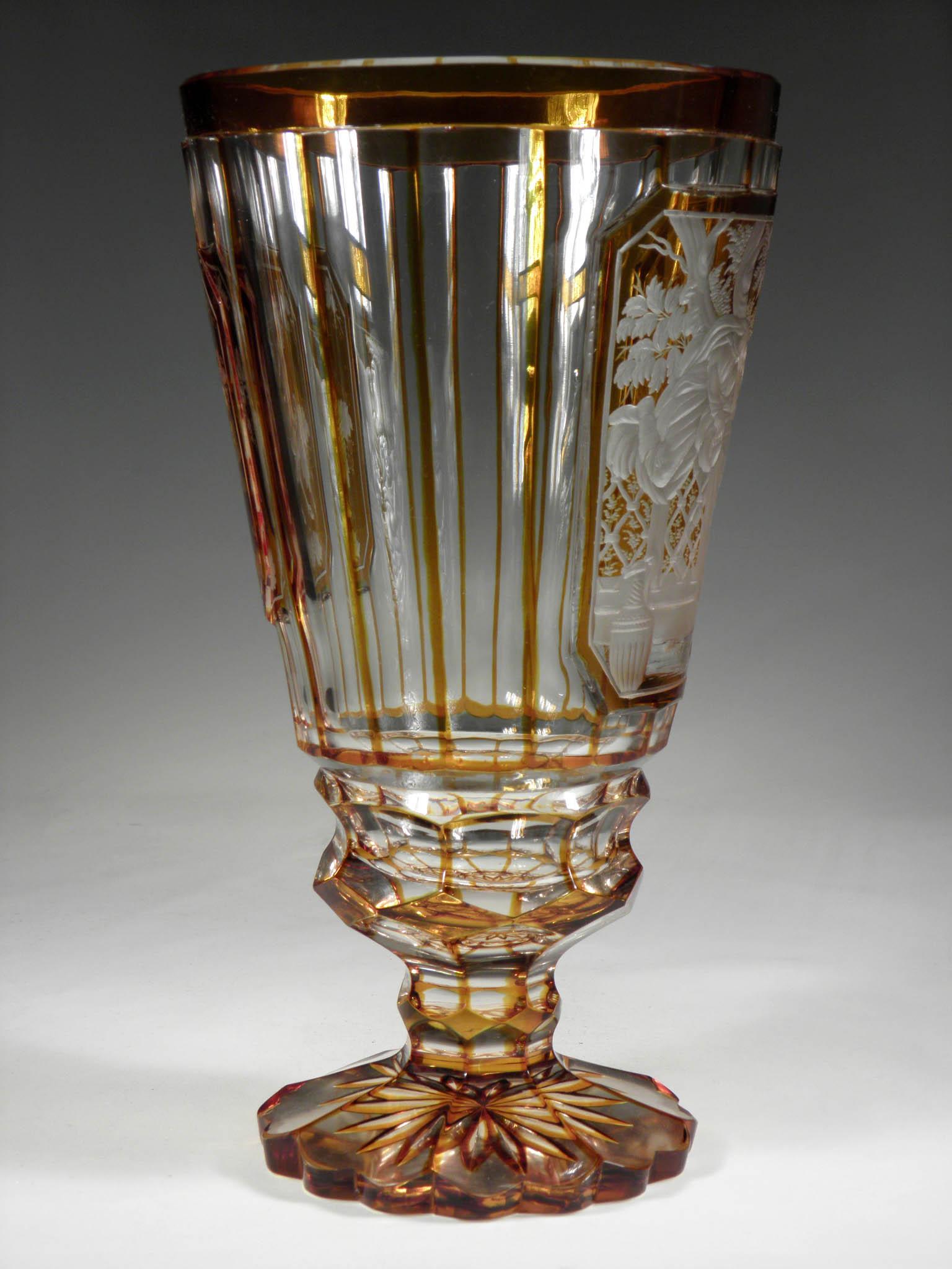Glass European Baroque Yellow Lazure Goblet Susannah and the Elders 20th Century 