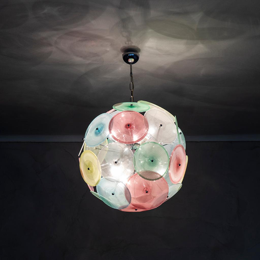 Mid-Century Modern 20th Century Barovier and Toso Sputnik Chandelier in Colored Murano Glass '70s