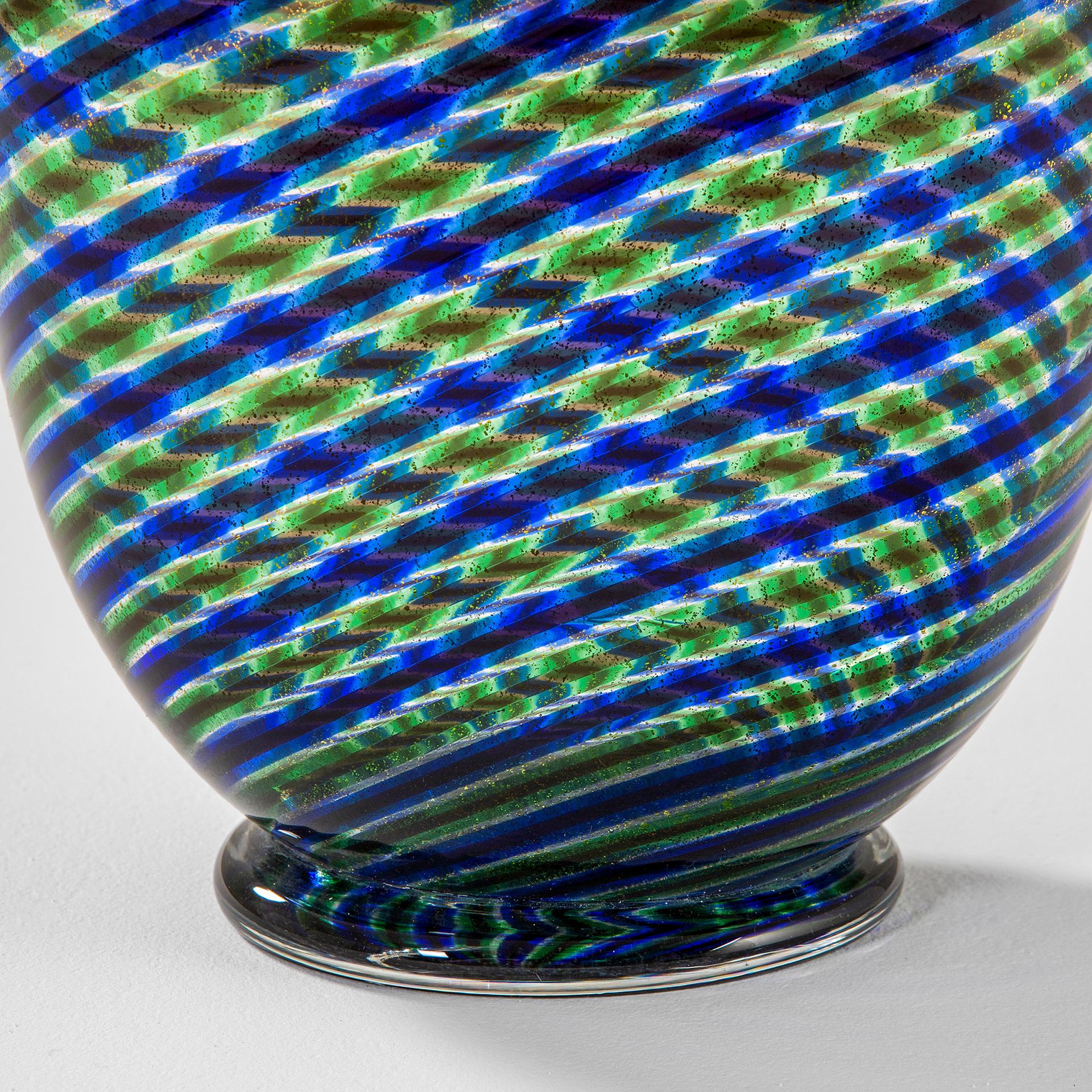 20th Century Barovier & Toso Murano Glass Vase in Colored Stripes '60s In Good Condition For Sale In Turin, Turin