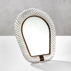 20th Century, Barovier & Toso Table Mirror with frame in Murano Glass Torchon