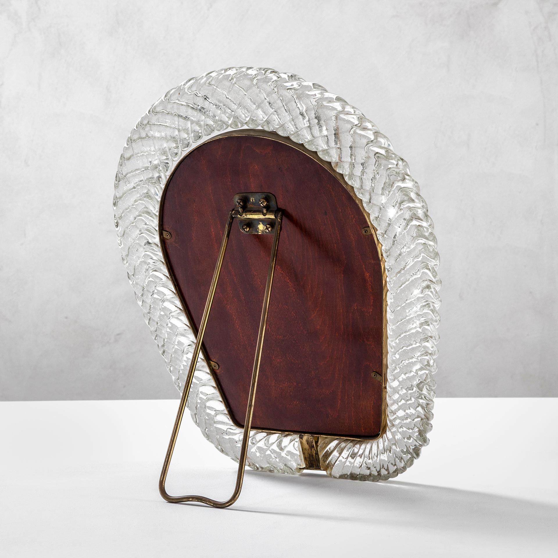 Mid-20th Century 20th Century Barovier & Toso Table Mirror with frame in Murano Glass Torchon  For Sale