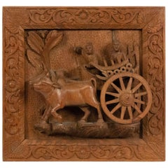 20th Century Bas Relief Chinese Carved Wall Plaque
