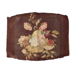 20th Century Basket with Flowers Needlepoint Seat