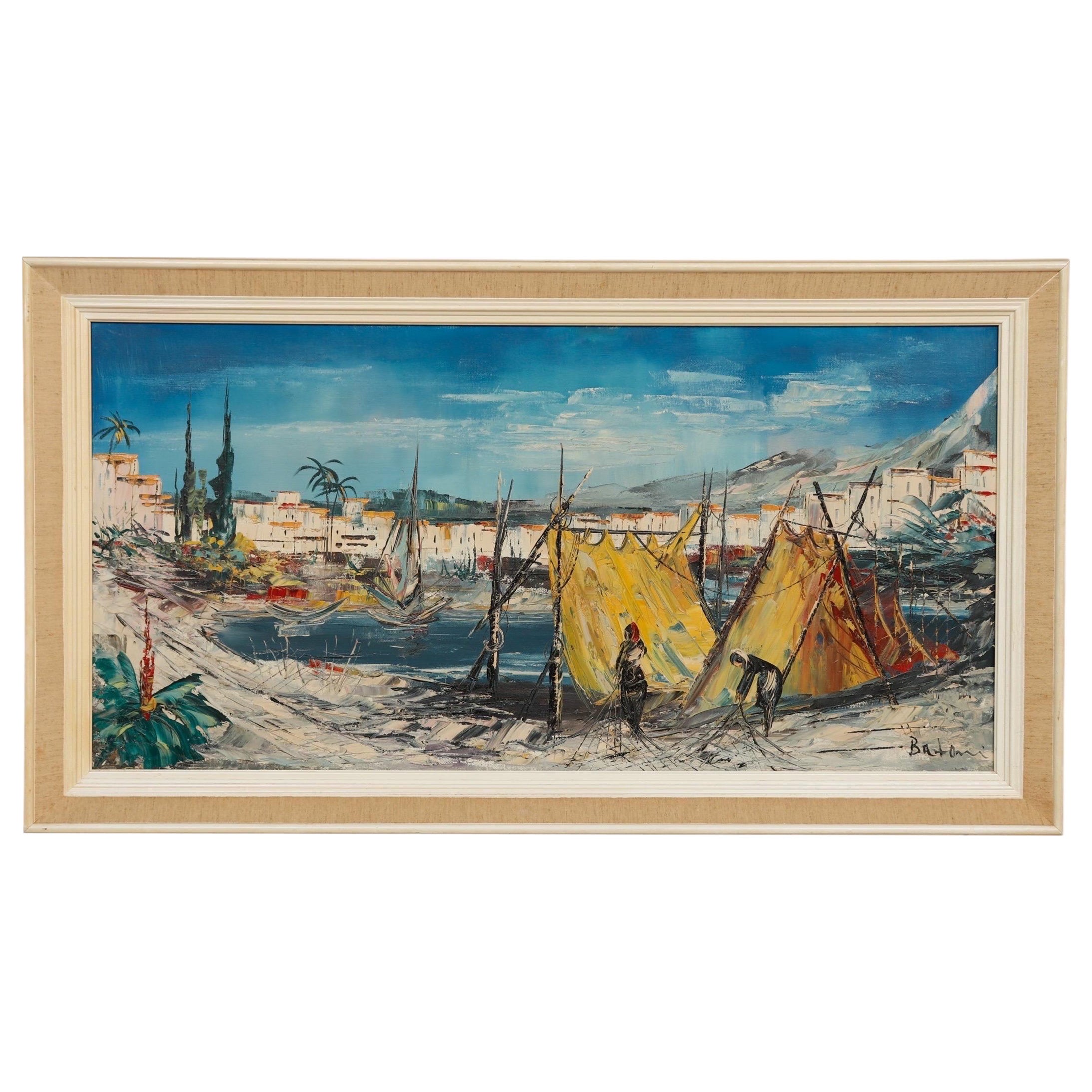 20e siècle Huile sur toile signée Batoni