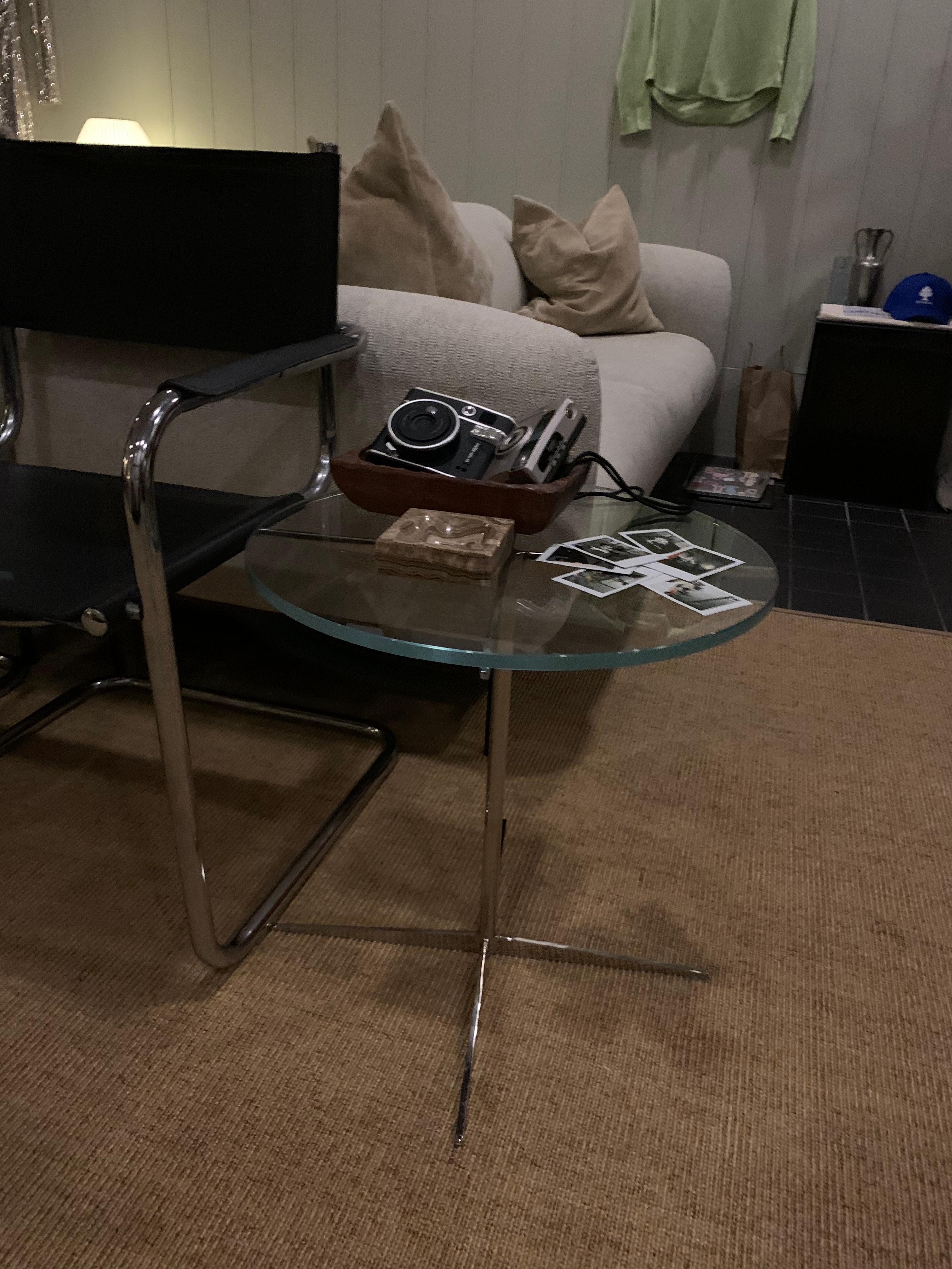 Unknown 20th Century Bauhaus Style Glass and Chrome End Table