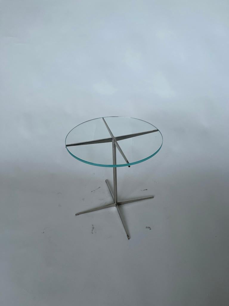 20th Century Bauhaus Style Glass and Chrome End Table In Good Condition In Miami, FL
