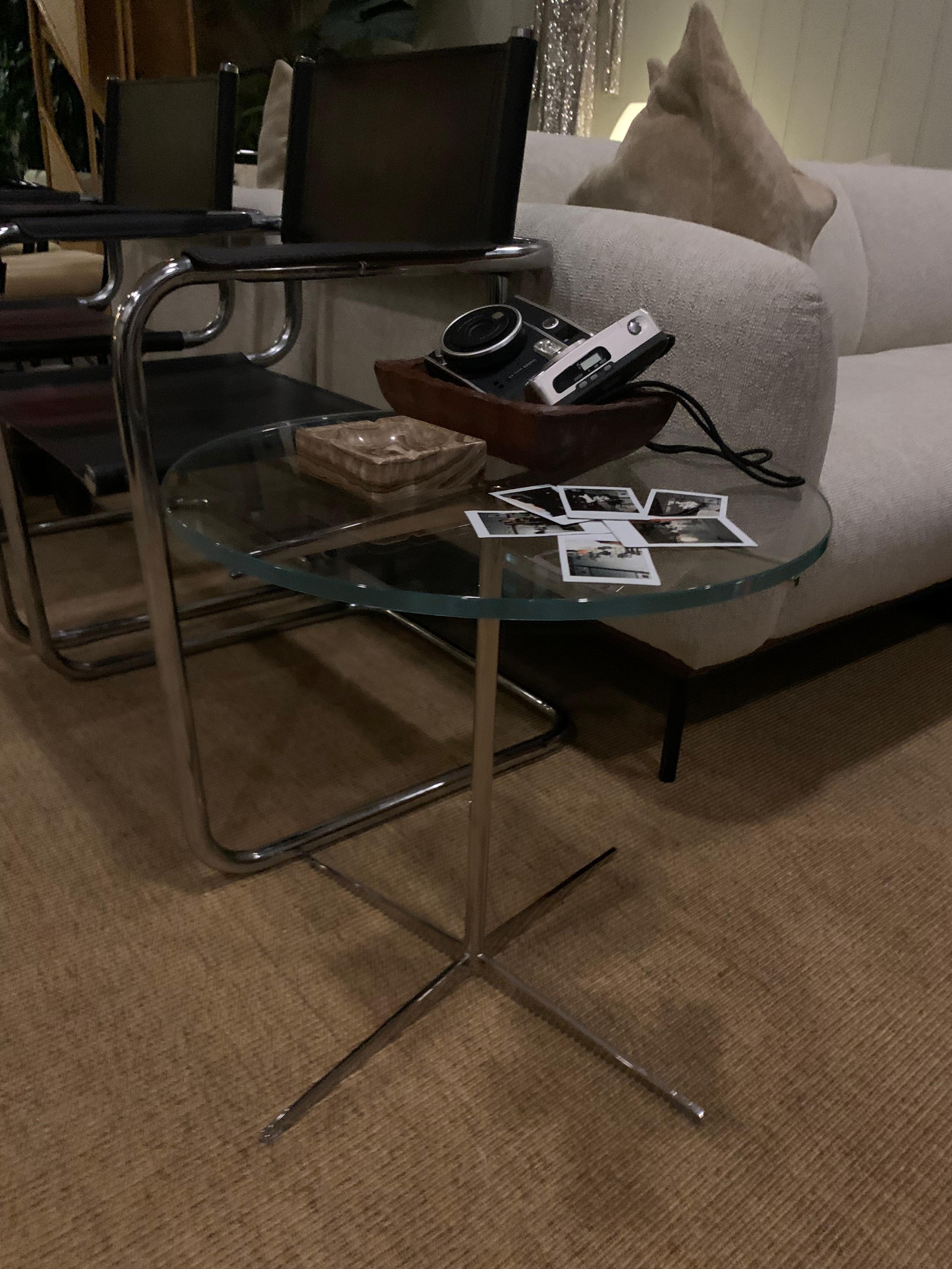 20th Century Bauhaus Style Glass and Chrome End Table 5