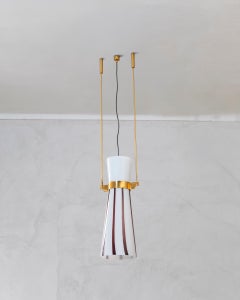 20. Jahrhundert, BBPR Gestreifte Glas-Pendelleuchte