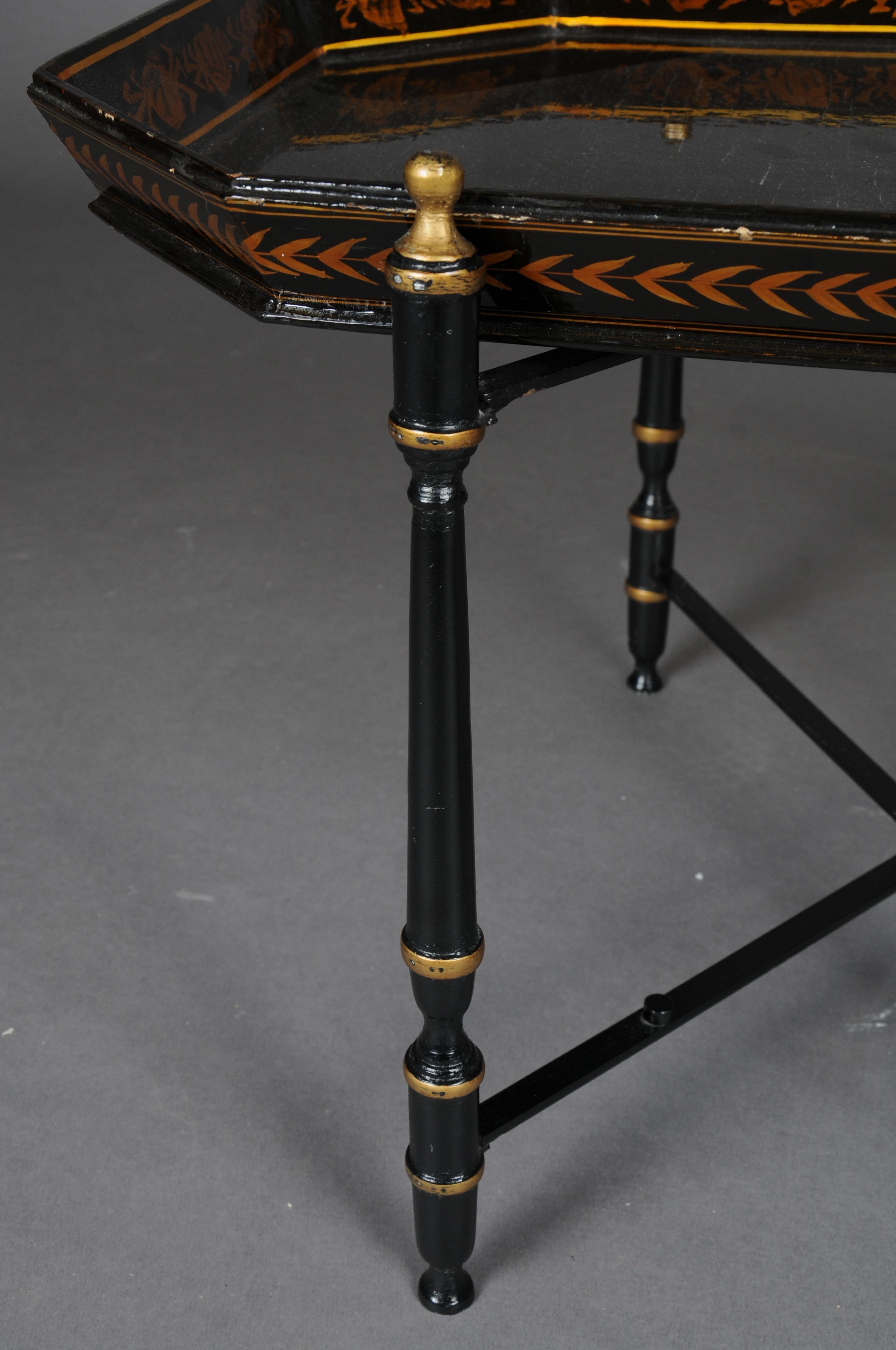 20th Century Beautiful black Pompeian style tray table For Sale 4
