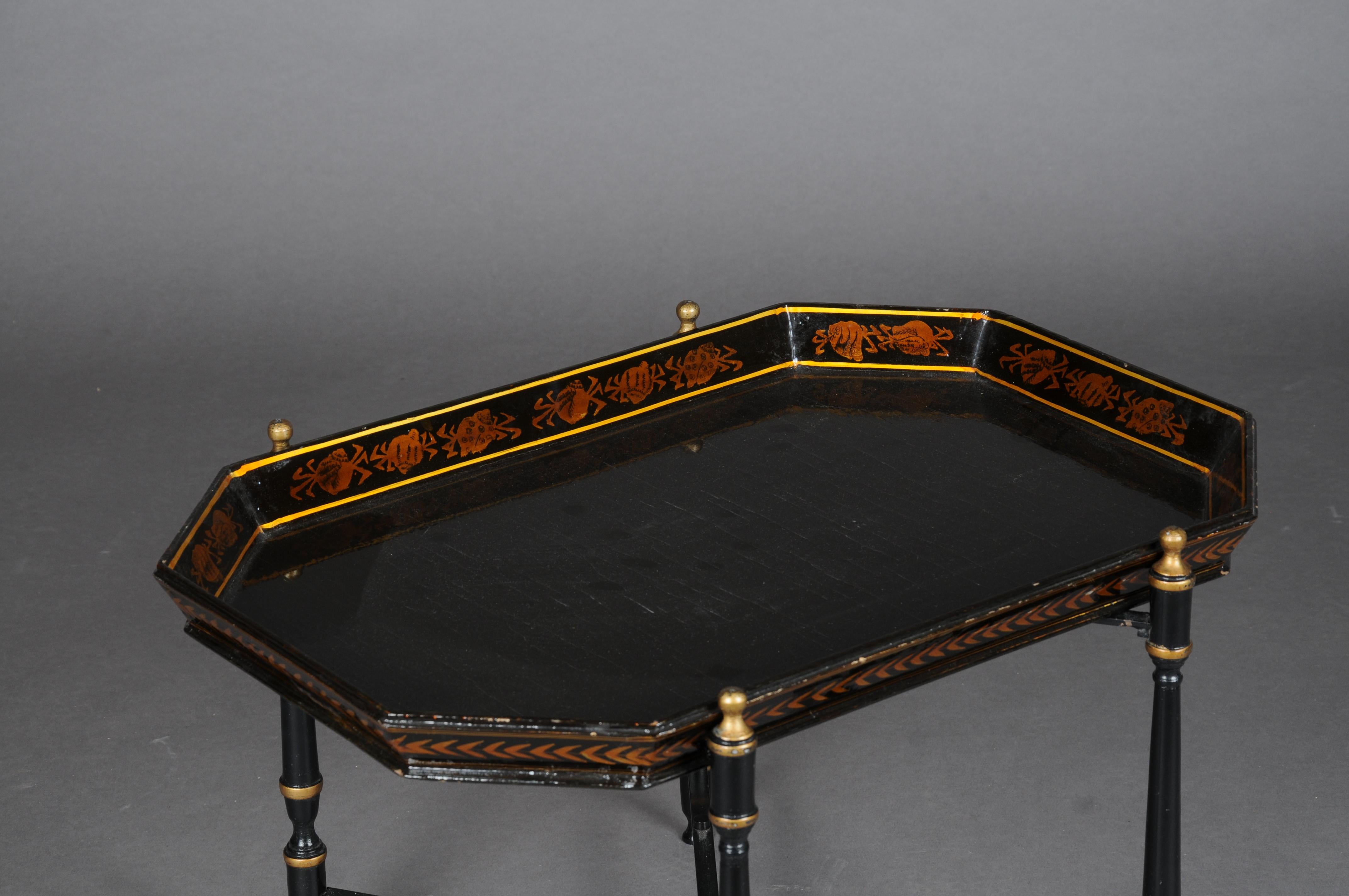 20th Century Beautiful black Pompeian style tray table For Sale 6