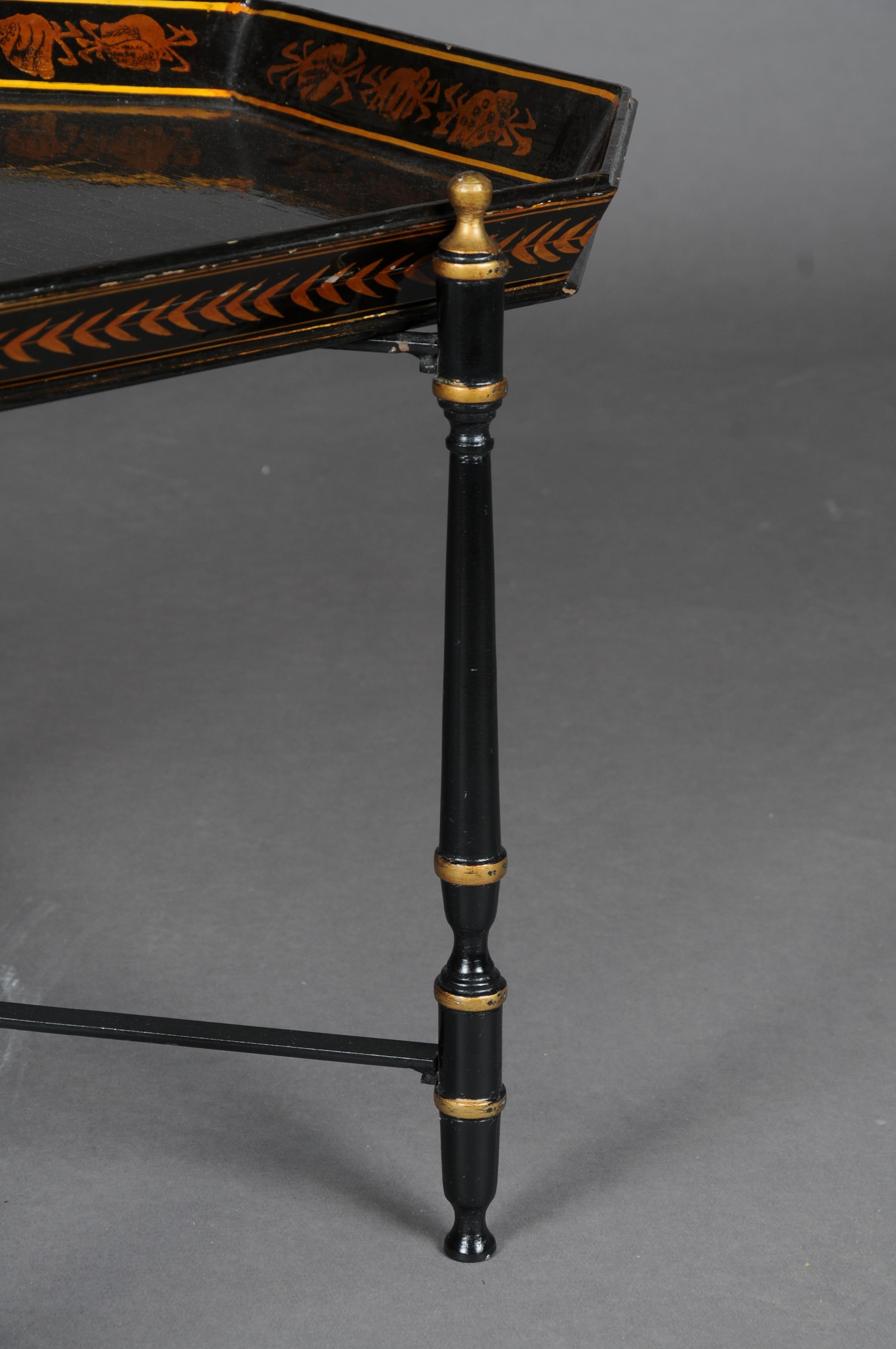 20th Century Beautiful black Pompeian style tray table For Sale 7