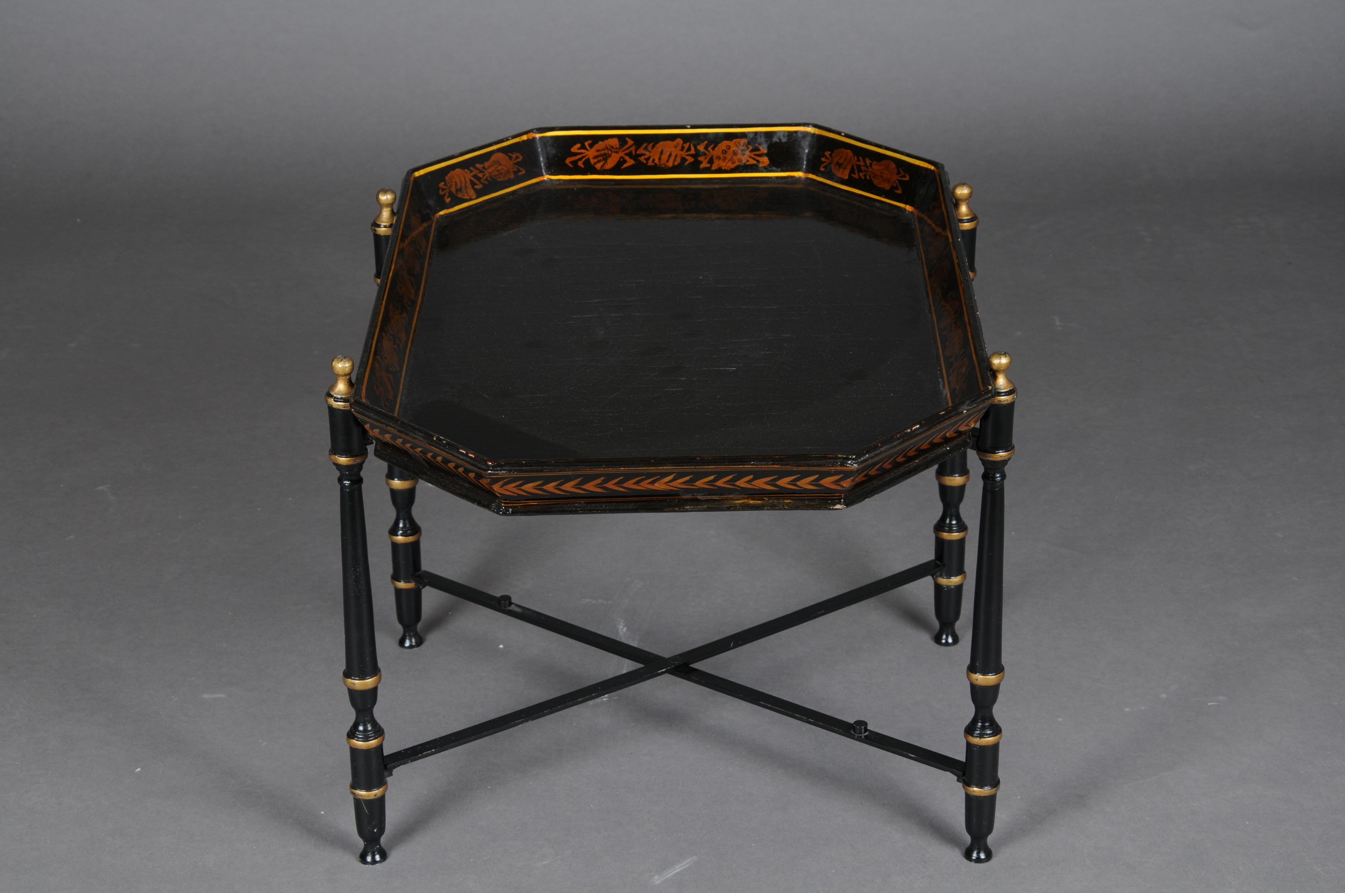 20th Century Beautiful black Pompeian style tray table For Sale 8