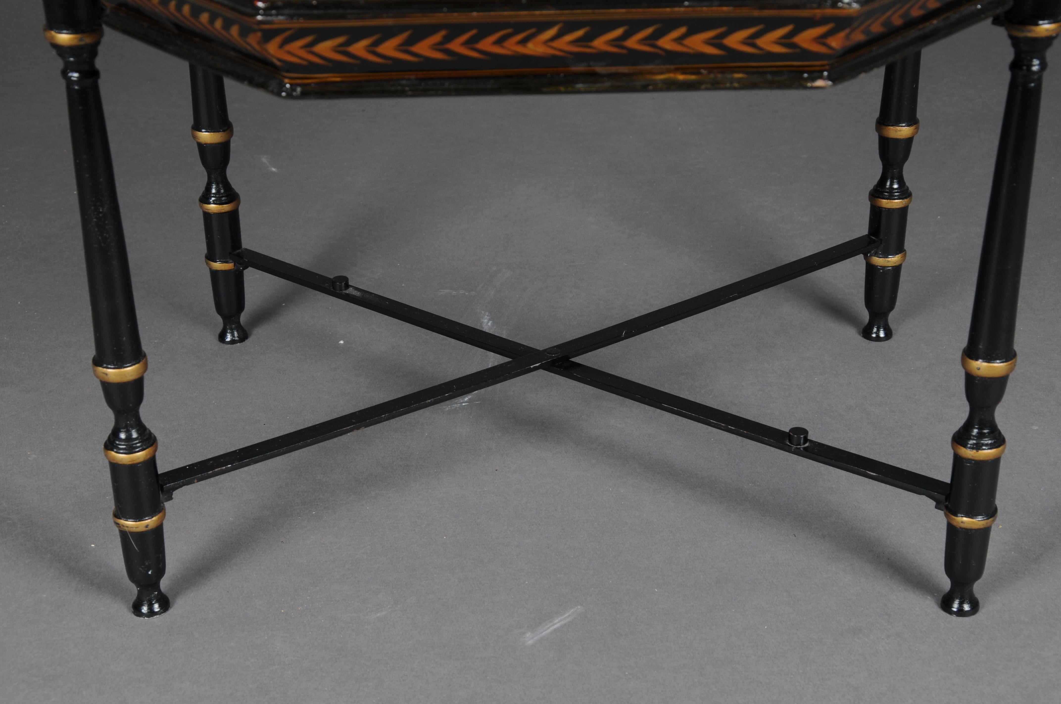 20th Century Beautiful black Pompeian style tray table For Sale 11
