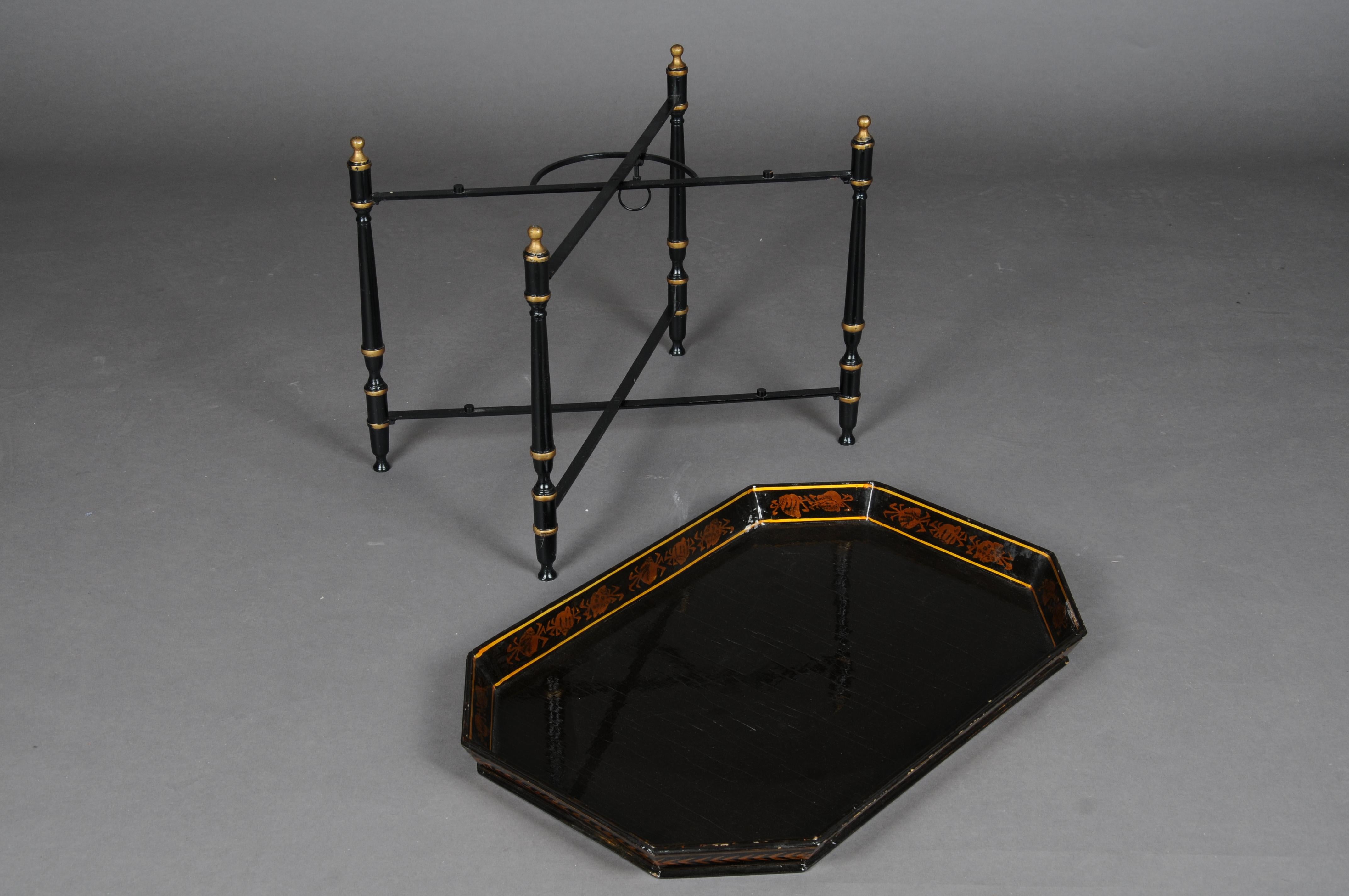 20th Century Beautiful black Pompeian style tray table For Sale 13