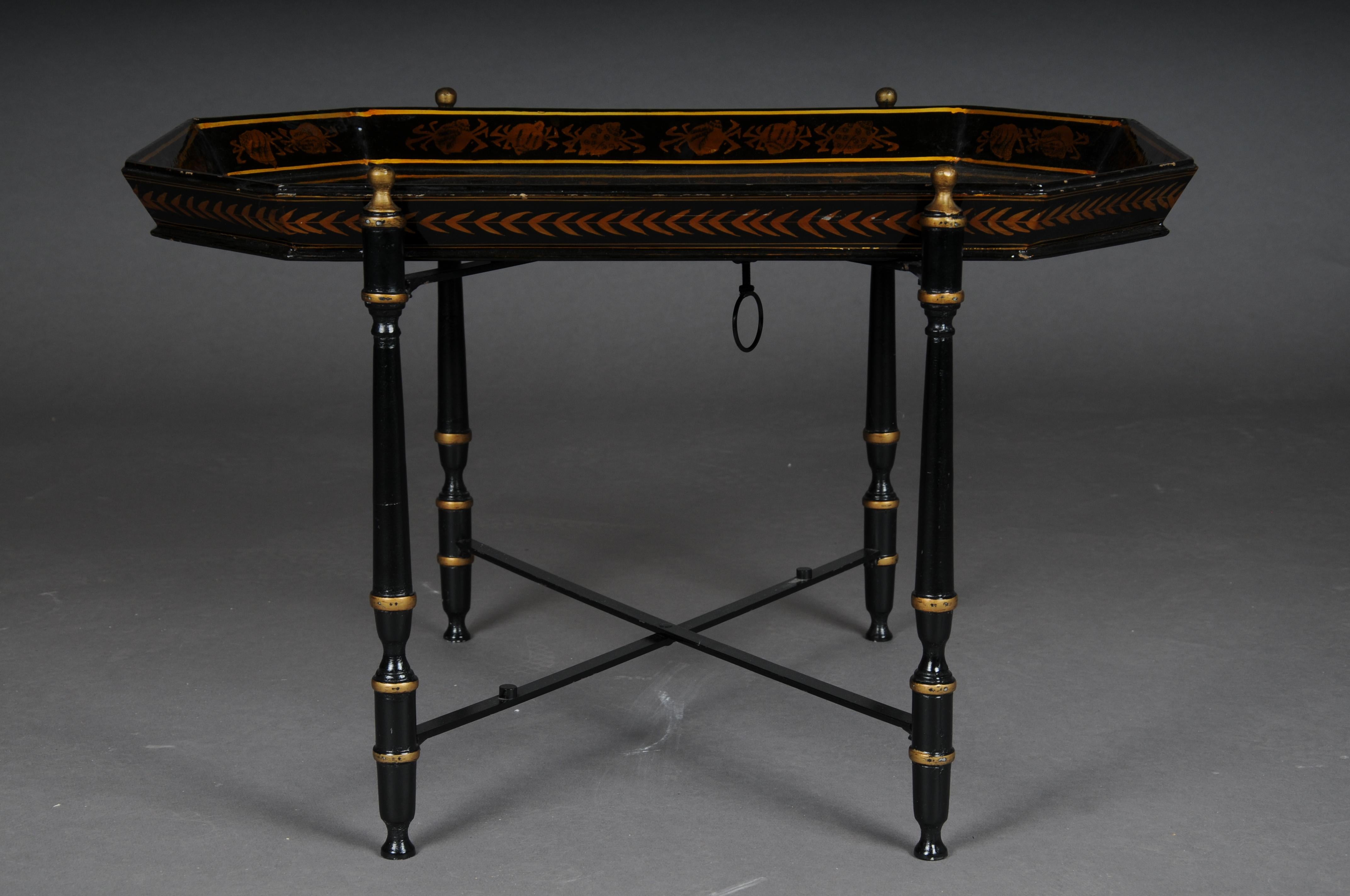Italian 20th Century Beautiful black Pompeian style tray table For Sale