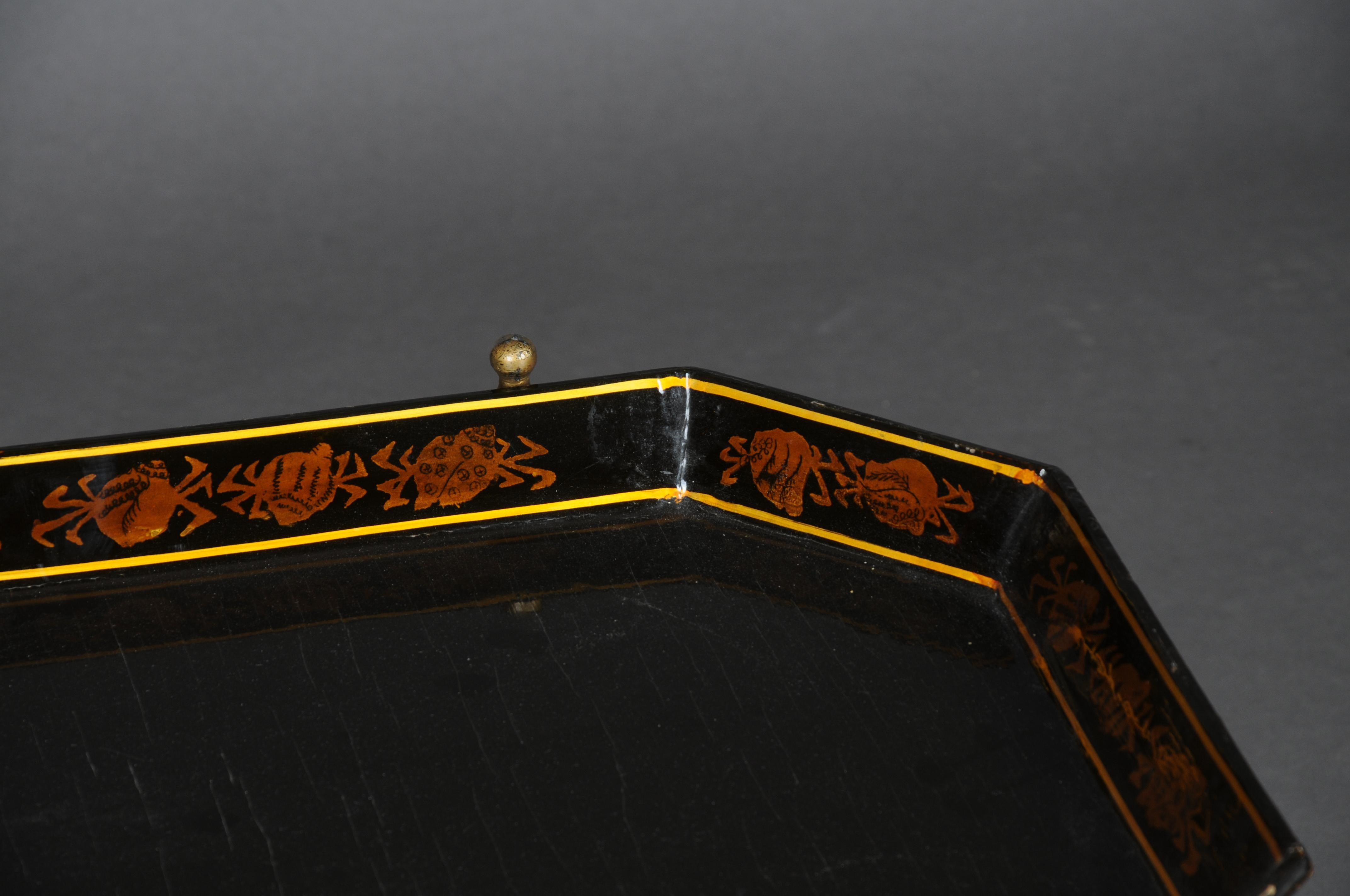 20th Century Beautiful black Pompeian style tray table For Sale 1