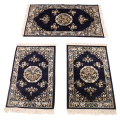 20th Century Beautiful Blue Colors Set of 3 Rugs in Wool