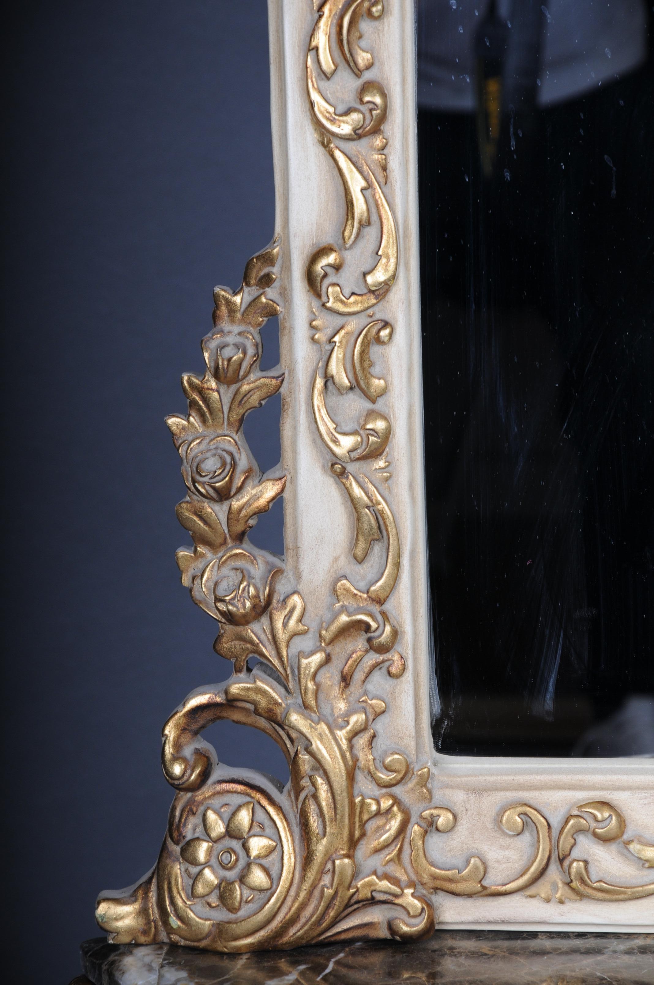 20th Century Beautiful Console Mirror/Floor Mirror in the Louis XV, Gilt Beige For Sale 4