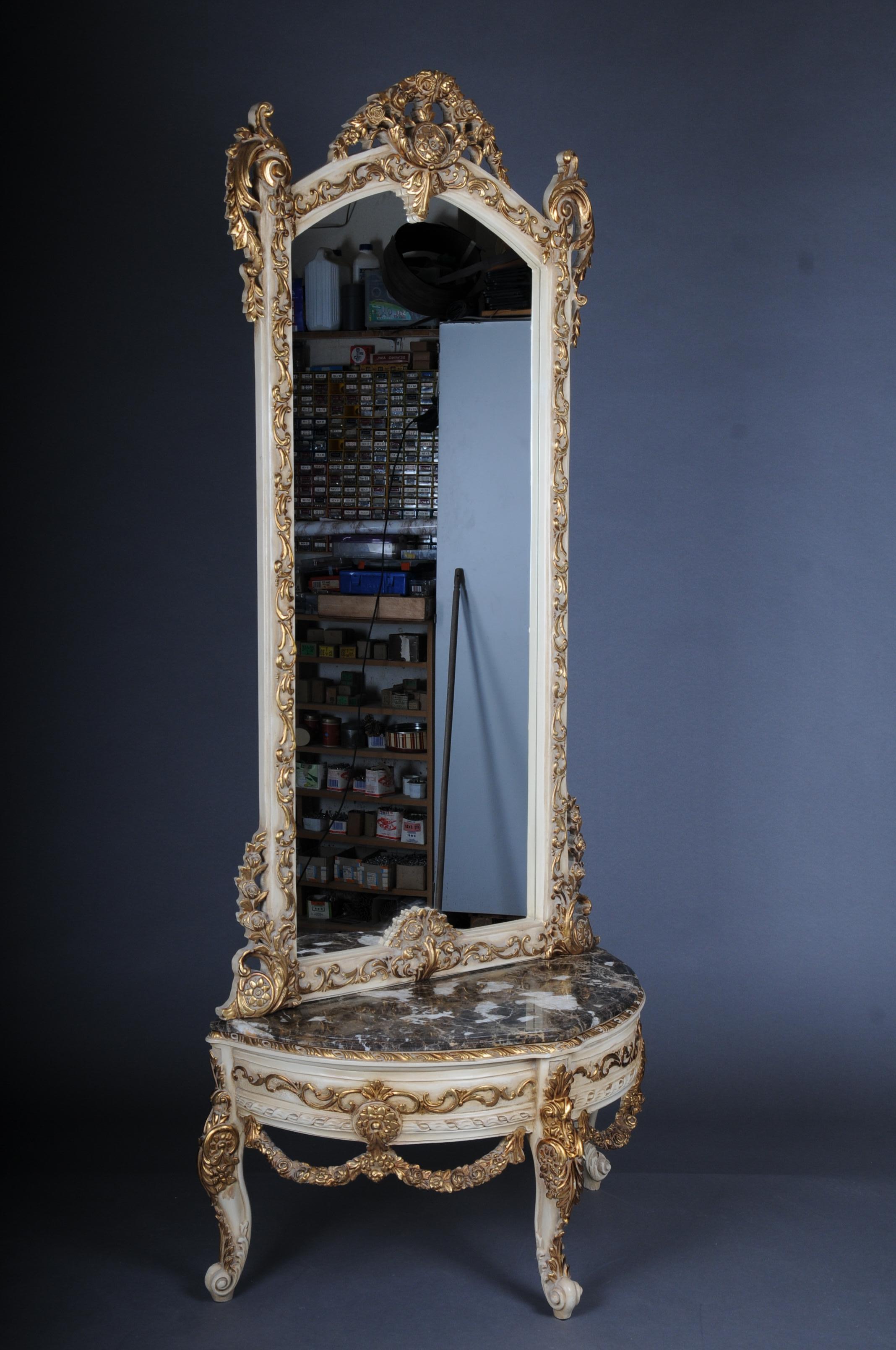 20th Century Beautiful Console Mirror/Floor Mirror in the Louis XV, Gilt Beige For Sale 6