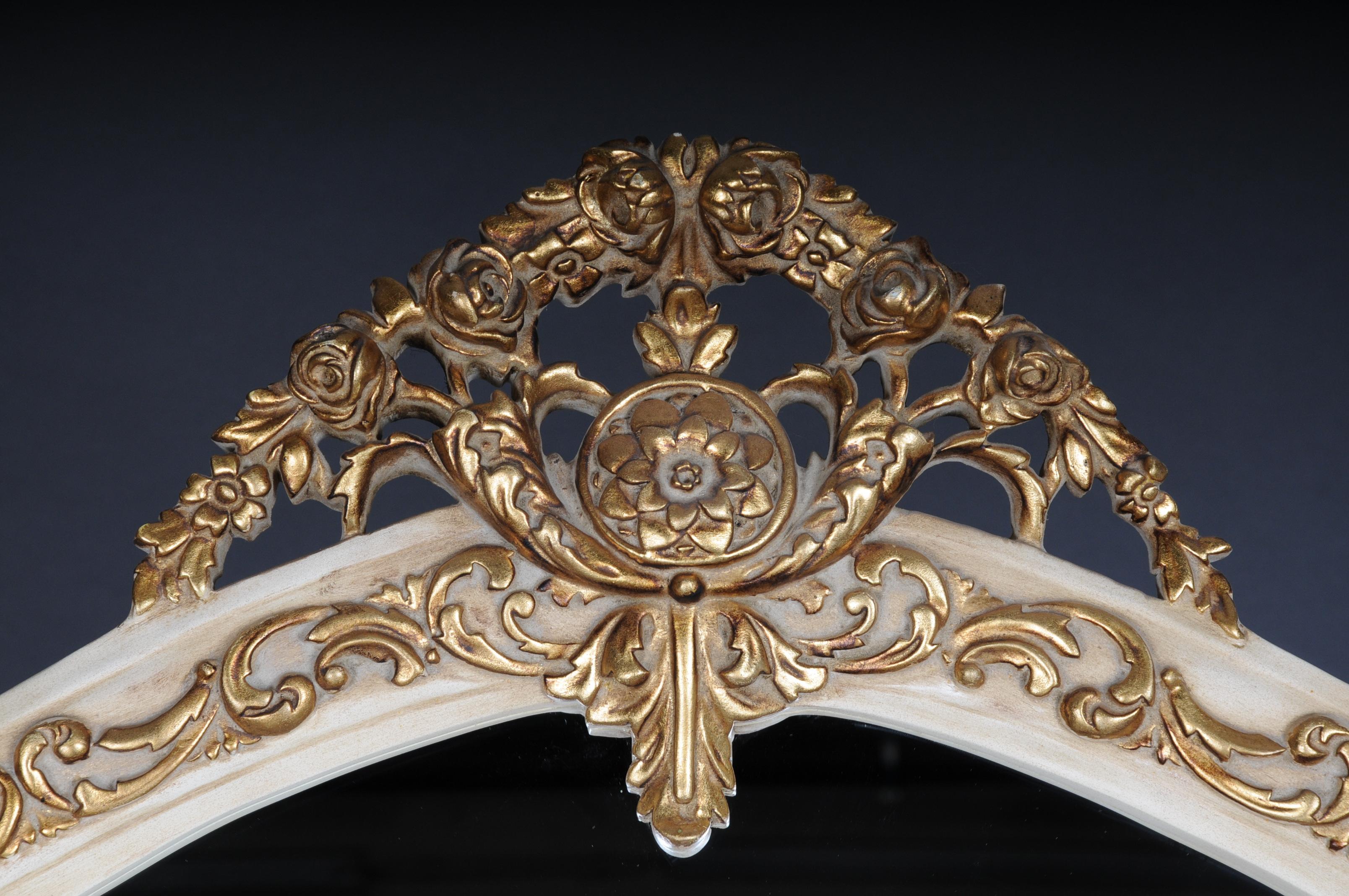French 20th Century Beautiful Console Mirror/Floor Mirror in the Louis XV, Gilt Beige For Sale