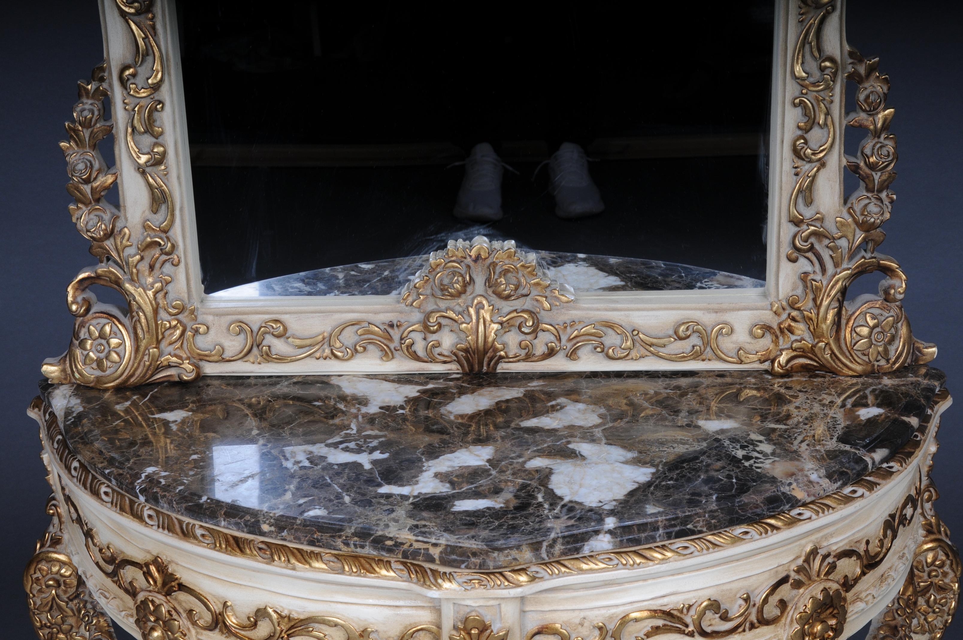 20th Century Beautiful Console Mirror/Floor Mirror in the Louis XV, Gilt Beige For Sale 2