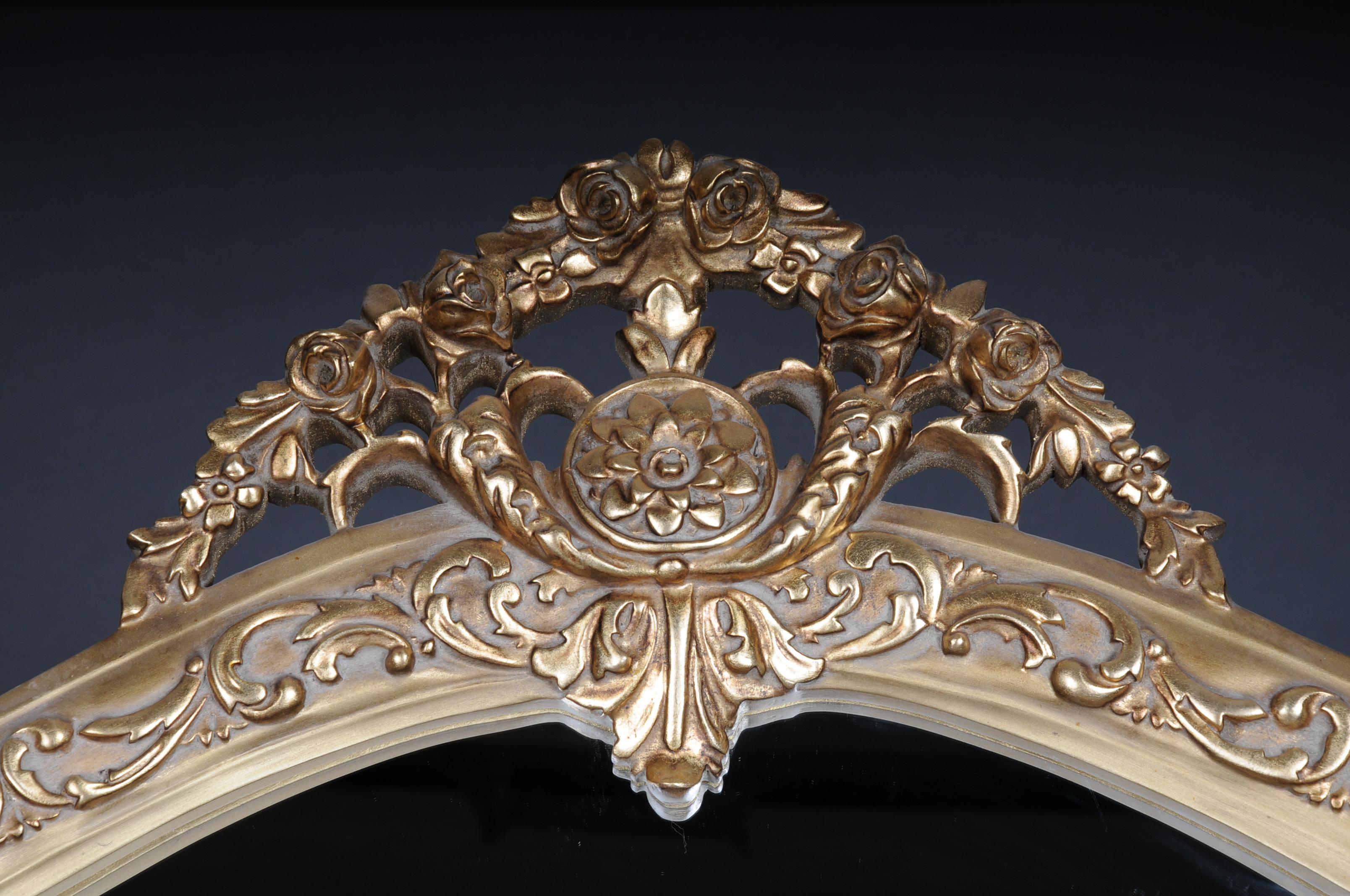 Hand-Carved 20th Century Beautiful Console Mirror/Floor Mirror in the Louis XV, Gilt For Sale