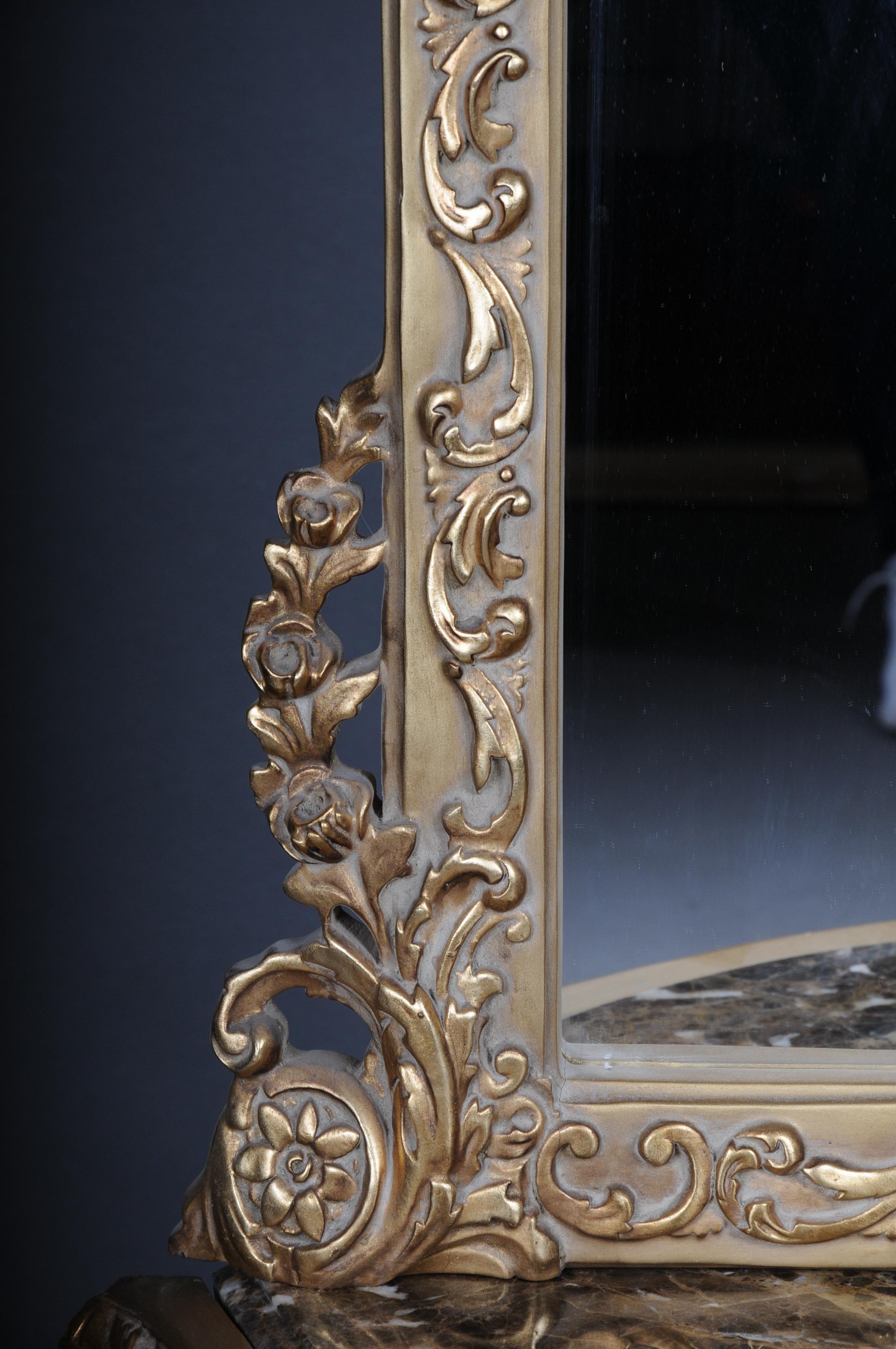 Schöner Konsolenspiegel/Floor-Spiegel des 20. Jahrhunderts im Louis XV-Stil, vergoldet im Angebot 2
