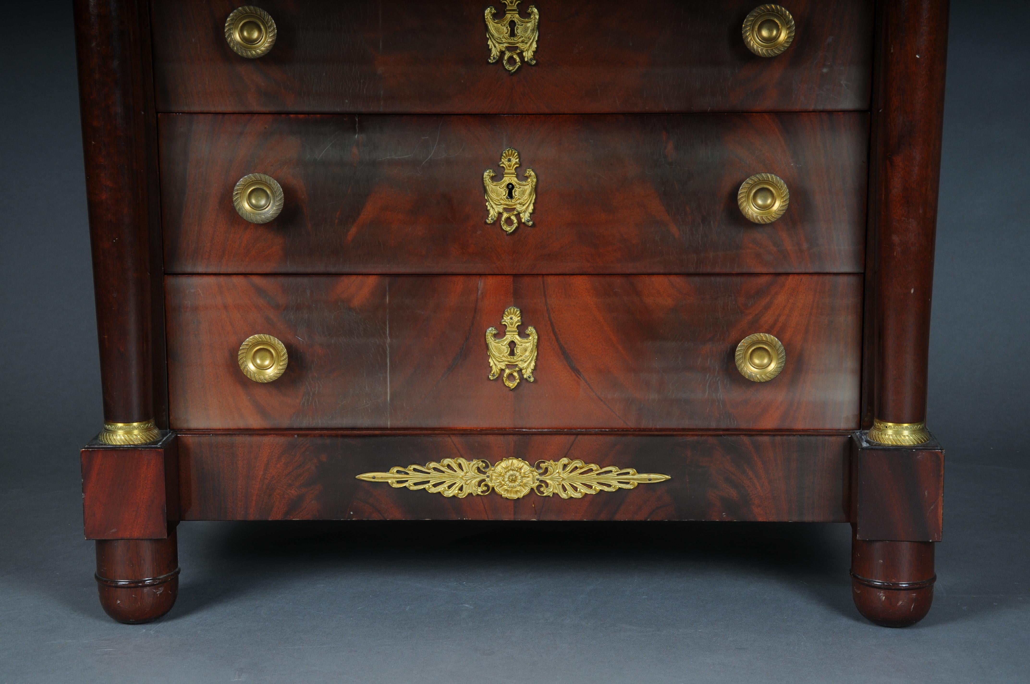 Gilt 20th Century Beautiful High Chest of Drawers / Chiffoniere, Empire For Sale