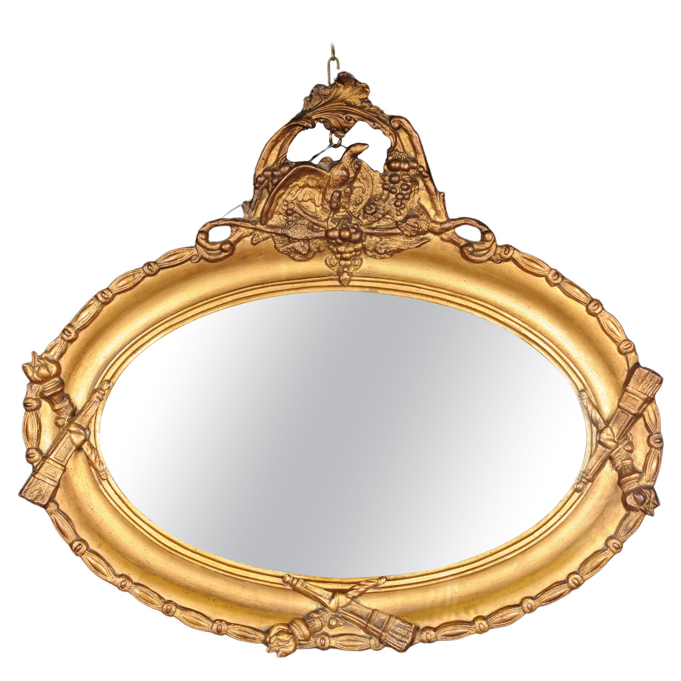 Schöner ovaler Wandspiegel des 20. Jahrhunderts, Gold