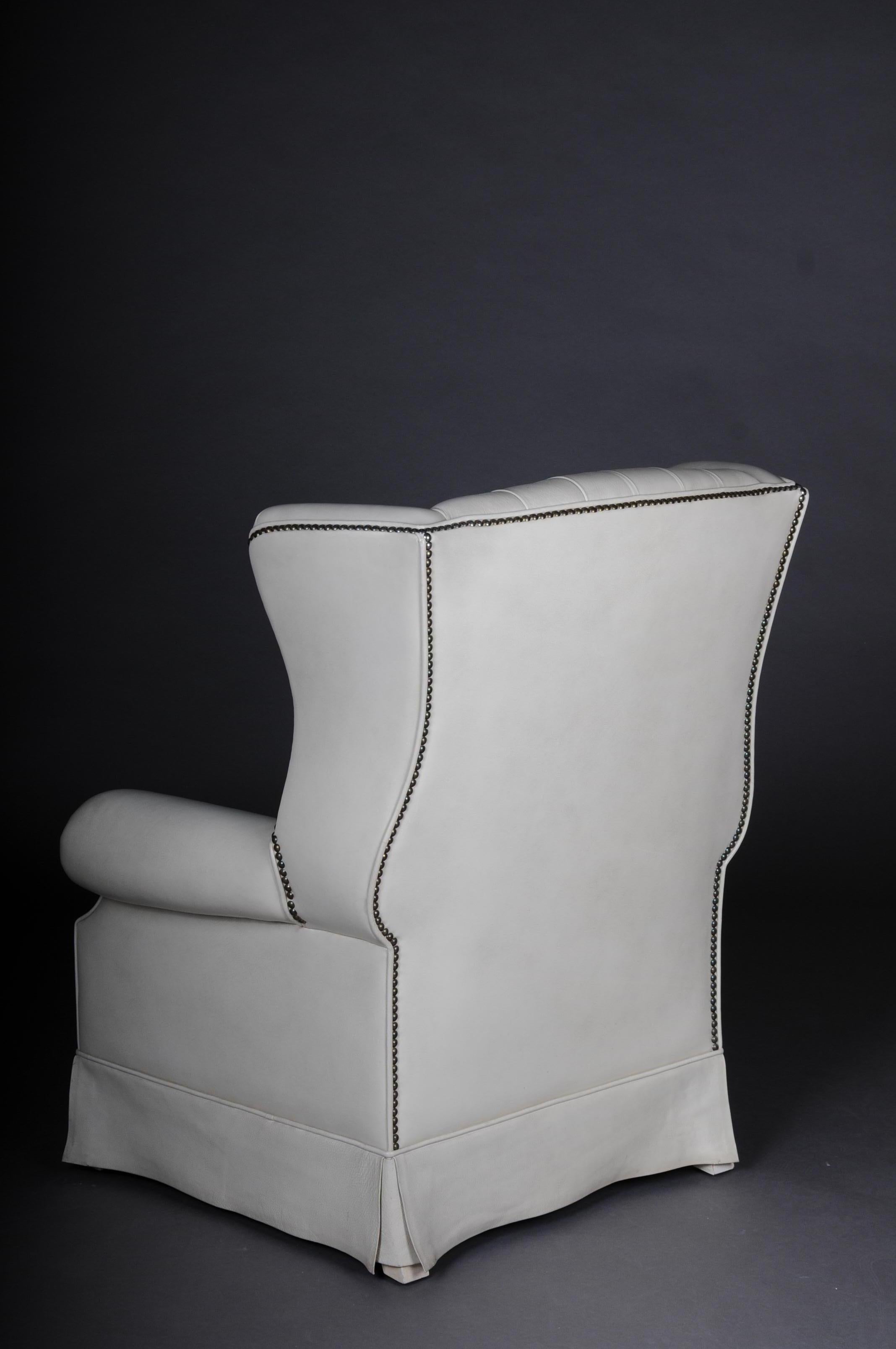 20th Century Beautiful Vintage Chesterfield Armchair / Club Chair, White For Sale 2