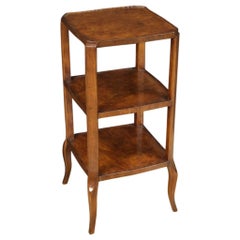20th Century Beech Walnut and Burl Wood Italian Side Table Étagère, 1950