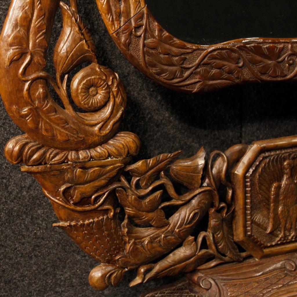 miroir de cheval Art Nouveau français en bois de hêtre du 20e siècle, 1900 en vente 3