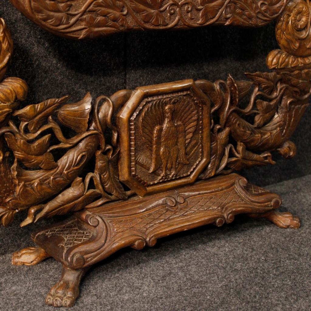miroir de cheval Art Nouveau français en bois de hêtre du 20e siècle, 1900 Bon état - En vente à Vicoforte, Piedmont
